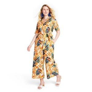 NWT Women's Tropical Print Tie Front Jumpsuit Tabitha Brown